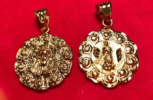 14KT VERGOLDET JESUS/JUNGFRAU MARIA MEDAILLON CHARM ANHÄNGER - 3511 USA VERKÄUFER - Bild 1 von 4