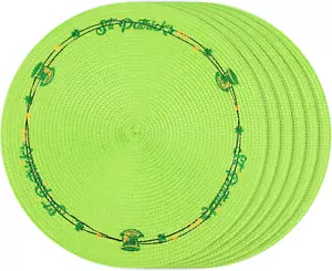 St Patricks Day Placemats Set of 6 St Patricks Day Decorations round Placemats S - Picture 1 of 7