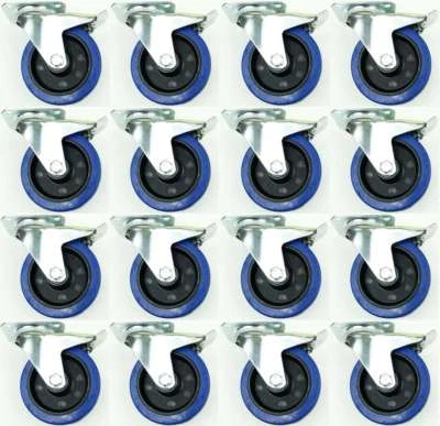 16x 125mm SL Möbelrollen m. Bremse Rollen Möbel Transportrollen Lenkrollen Gummi - Bild 1 von 4