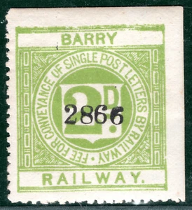 GB Wales *BARRY RAILWAY* Letter Stamp 2d Mint {samwells}LIME12 - Picture 1 of 6