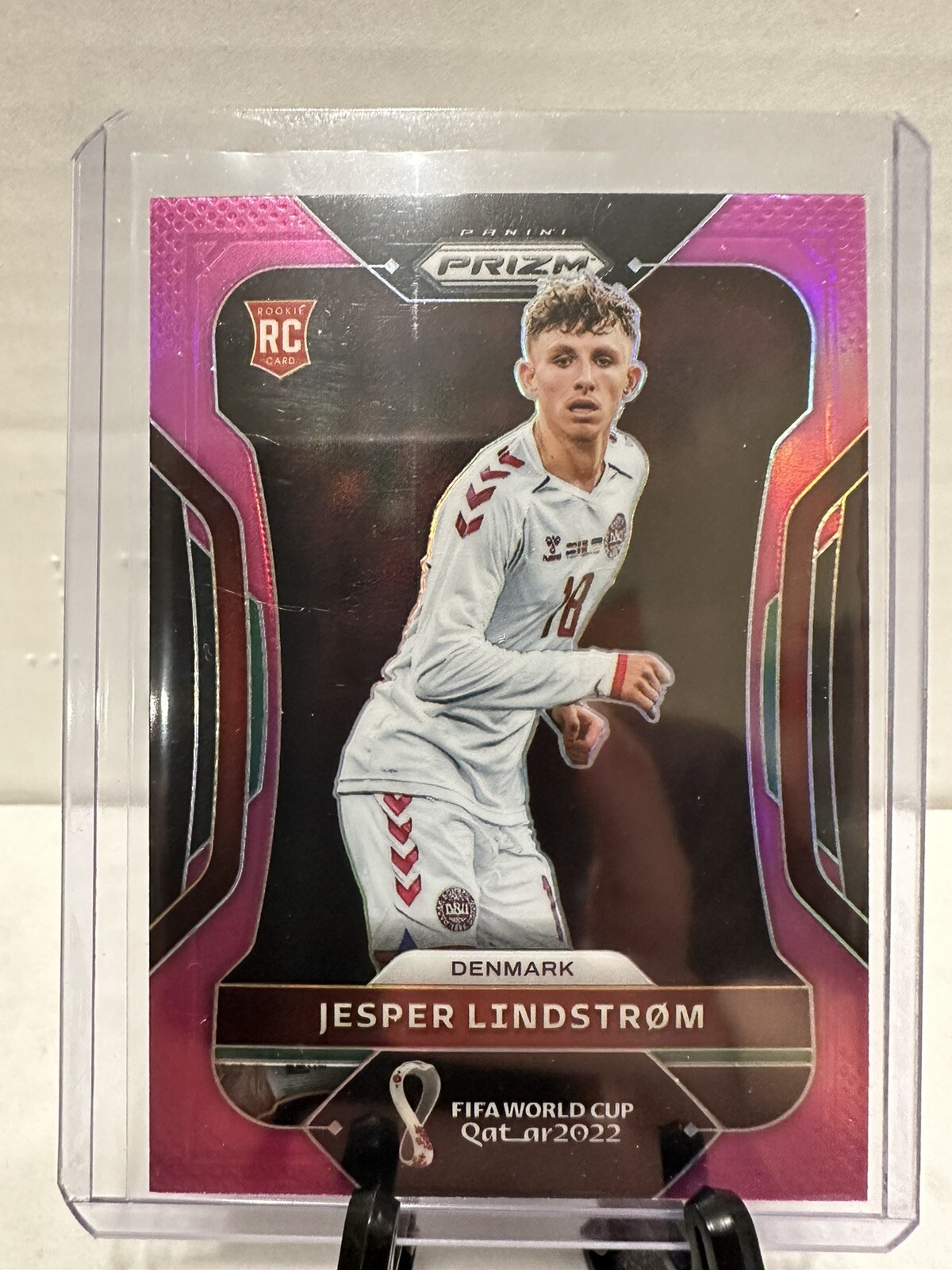 2022 Prizm World Cup #68 Jesper Lindstrom Pink Prizm Denmark Rookie