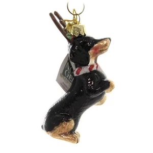 Noble Gems&#8482; Dachshund With Antlers Glass Ornament for Christmas - Picture 1 of 3