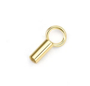 9ct Gold End Cap Tube with Ring - 1pr - Picture 1 of 2