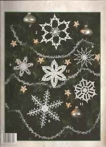 Vintage Crochet Patterns 12 styles Snowflake Ornaments Christmas K27 - Picture 1 of 2