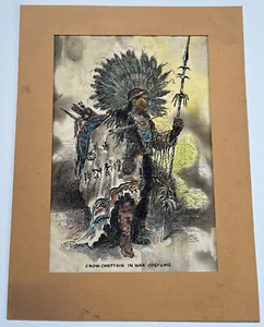 Vintage Watercolor Painting “Crow Chieftain In War Costume” by Bill Rakocy - Picture 1 of 5