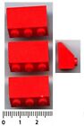 Lego  3 Briques 1 Pente Rugueuse 45   Ref 3038   Rouge   Ef4