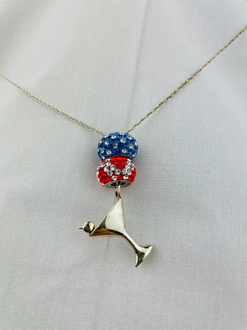 New Florida Gators Orange Blue Bead Martini Silver Necklace like Pandora Cover