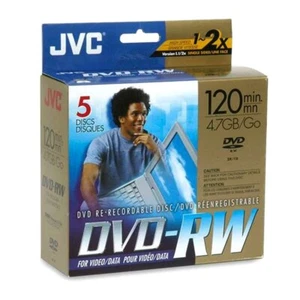 JVC DVD-RW 5-Pack 4.7GB Data High-Speed 4X Disc VD-W47EU5 - Picture 1 of 3