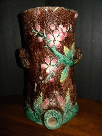 An Antique English Majolica Umbrella Stand Designed Like a Tree Trunk Cover