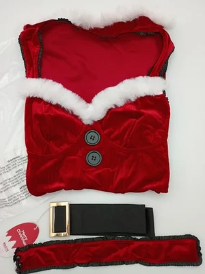 女式圣诞内衣大码性感圣诞老人天鹅绒连衣裙带项圈 — 第 1/4 张图片