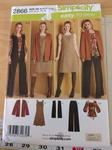 Simplicity 2866 Jumper,Tunic,Pants,Vest & Jacket Sizes 10-18 UNCUT Pattern OOP - Picture 1 of 5