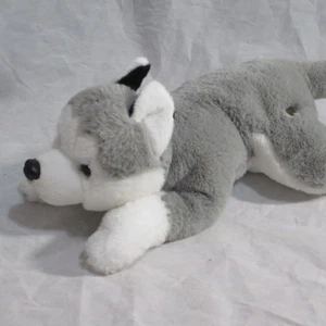 Peluche FAO Schwarz Husky Adopt A Pet animal de peluche gris perro siberiano acostado 13" - Imagen 1 de 10
