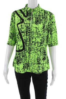 Top abstracto Jamie Sadock para mujer manga corta cuello falso verde negro mediano Foto 1 de 4