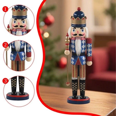 Nutcracker Figurine Height 14.96 inch Wood Doll Sculpture Collectible Christmas - Image 1 of 4