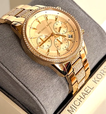 Reloj Michael Kors MK6484 para mujer Ritz cronógrafo tono dorado PANTALLA DE TIENDA Foto 1 de 4