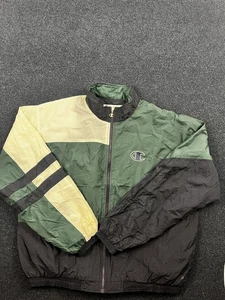 Champion Jacket Mens 2XL Green Black Full Zip Nylon Windbreaker Colorblock - Picture 1 of 8