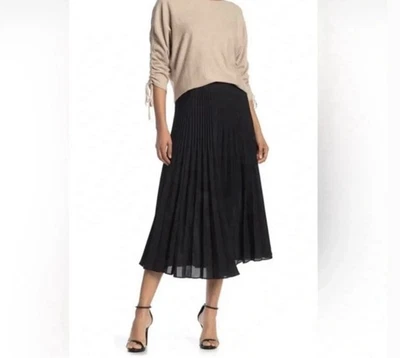 Falda Max Studio Línea A Mujer Talla XL Negra Sólida Plisada Cintura Elástica Nueva con Etiquetas Foto 1 de 4