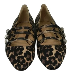 Veronica Beard Women Nola Satin Crystal Leopard Shoes Flats Size 5.5 gi 4 - Picture 1 of 4