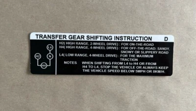 84-88 Toyota Pickup  84-89  4runner Transfer Case  Decal  Sticker Glove Box - Image 1 of 4