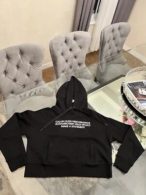 Calvin Klein Performance Women's Cropped Hoodie, Heather Black , Small - Image 1 of 4