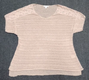 Westport 1962 Knit Top Womens Large Peach Open Knit Lace Sheer - Picture 1 of 9
