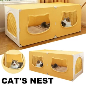 90CM Medium Cat House Foldable Double Door Breathable Pet Bed Ventilated Design - Picture 1 of 12
