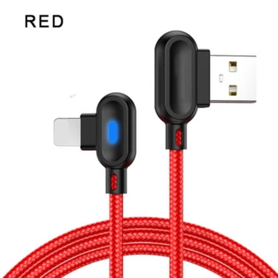 90 Degree USB Data Cable 3/6FT For iPhone 7 XR 11 12 13 14 Charger Charging Cord - Image 1 of 4