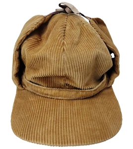 Vintage Courduroy Heavy Duty USA Sz 7 1/8 Hat Cap Earflaps Y2K - Picture 1 of 8
