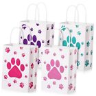 24 Pcs Paw Print Gift Bags with Handle Light Pink, Rose Pink, Teal, Purple