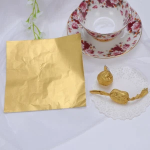 100pcs Aluminium Foil Paper Golden Wrapping Paper Gift Packaging Paper for - Picture 1 of 11