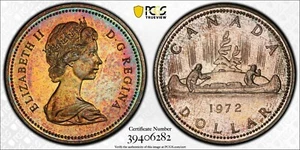 C005 Schön getönter 1972 Kanada PCGS SP66 Voyageur Ag Silber Dollar. - Bild 1 von 2