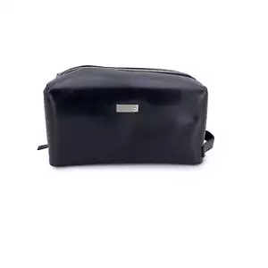 Trousse da toilette Montblanc in pelle nera, borsa per cosmetici - Foto 1 di 8