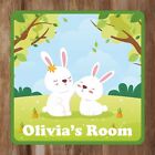 Cute Bunnies Kids Bedroom Door Sign Personalised With Any Name