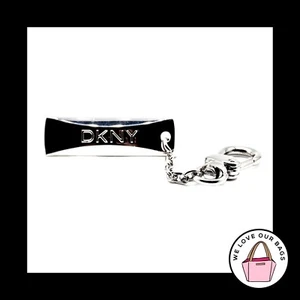 New DKNY DONNA KAREN Thick Silver Nickel Metal Fob Bag Charm Keychain Hang Tag - Picture 1 of 1
