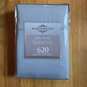 2x Fundas de almohada New PointeHaven Euro Sham 26x26 620TC 100 % algodón satinado gris - Imagen 1 de 3