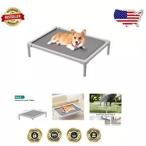 Kühlendes erhöhtes Hundebett - kausicheres Kinderbett mit Aluminiumrahmen, 32 Zoll grau - Bild 1 von 10