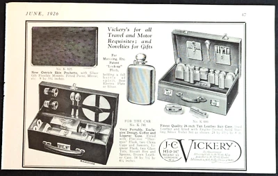 Anuncio impreso antiguo original publicidad regalos de viaje 1926 J C Vickery Foto 1 de 2