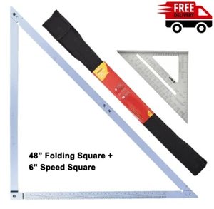 Speed Square/Roofing Triangle Guide 6"Aluminium Alloy + 48" Folding Square - Picture 1 of 3