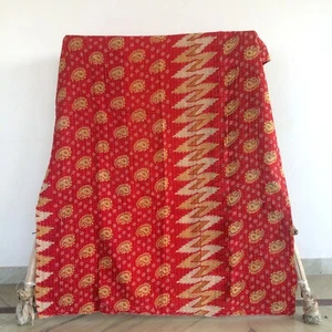 Indian Vintage Kantha Blanket Twin Quilt Boho Adults Bedding Ralli Gudri 1 Pc - Picture 1 of 2