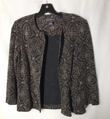 Jessica Howard 10 Petite Dress Jacket Party Holiday Gold White Glitter Cover NWT - Image 1 of 4