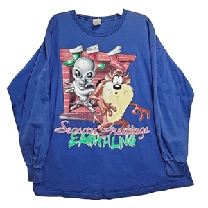 Looney Tunes Seasons Greetings Earthlings Taz Alien XL Long Sleeve Shirt - Picture 1 of 11