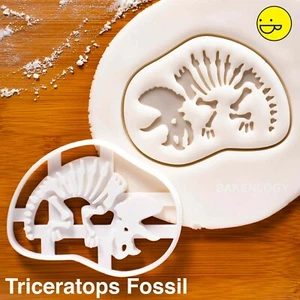 Triceratops Fossil cookie cutter | dinosaur birthday party bones biscuit cutters - Picture 1 of 6