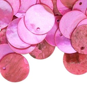 100 Fuchsia Mussel Shell 15mm (0.59") Round Coin Drop Charms with 1mm Hole * - Picture 1 of 4