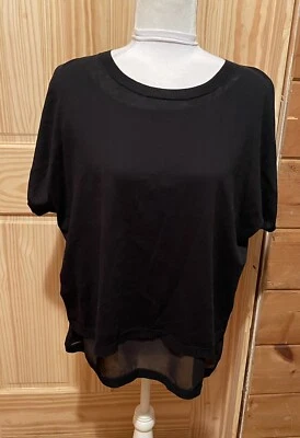 Lafayette 148 Layered Sheer Black Short Sleeve Size Medium ~ EUC - Image 1 of 4