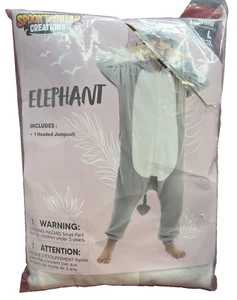 Halloween Cosplay Gray Elephant 1 Piece Hooded Jumpsuit Size Large 10-12 yrs - Picture 1 of 1