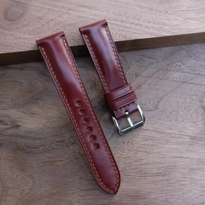 Reddish Shell Cordovan Watch Strap Shinki Hakiku Real Watch band Customized Size - Picture 1 of 7