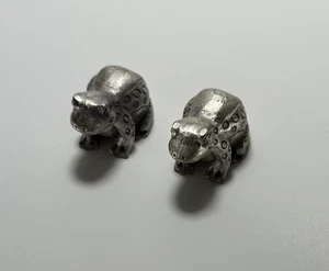 Pair of Unique Vintage Miniature 1 1/4"  Heavy Pewter Frog Figurine Fairy Garden - Picture 1 of 6