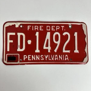 Vintage Fire Dept. FD 14921 Pennsylvania Fire Department Truck License Plate - Picture 1 of 2