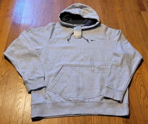 Vtg Y2K NWT Nike Hoodie Hooded Sweatshirt Swoosh Light Grey Pullover Men’s Sz Lg - Picture 1 of 14