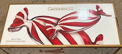 Godinger Crystal Red Peppermint Wrapper Trays Set of 2 - New in Box - Image 1 of 3